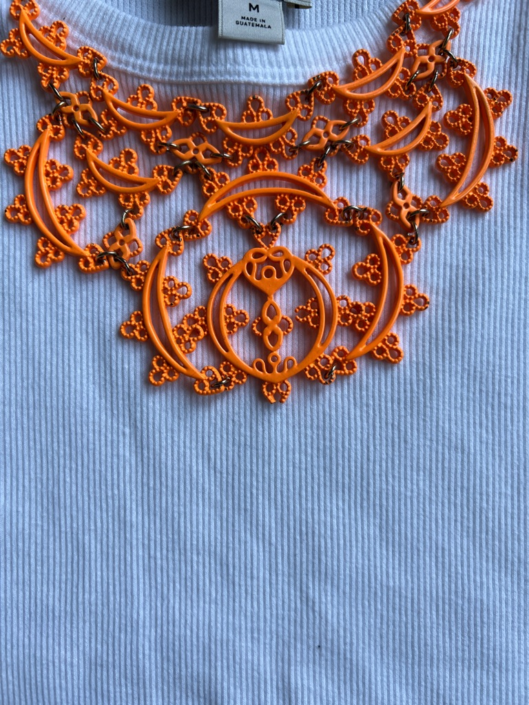 Bold Orange Statement Necklace Jessica Simpson Silver Toned 15$